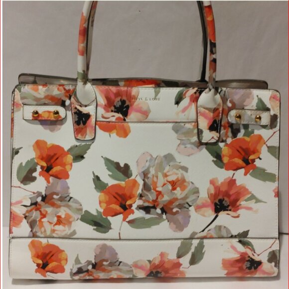 Love & Lore Crossbody Purse Large Handbag/Satchel Tote White with Roses - Picture 6 of 10